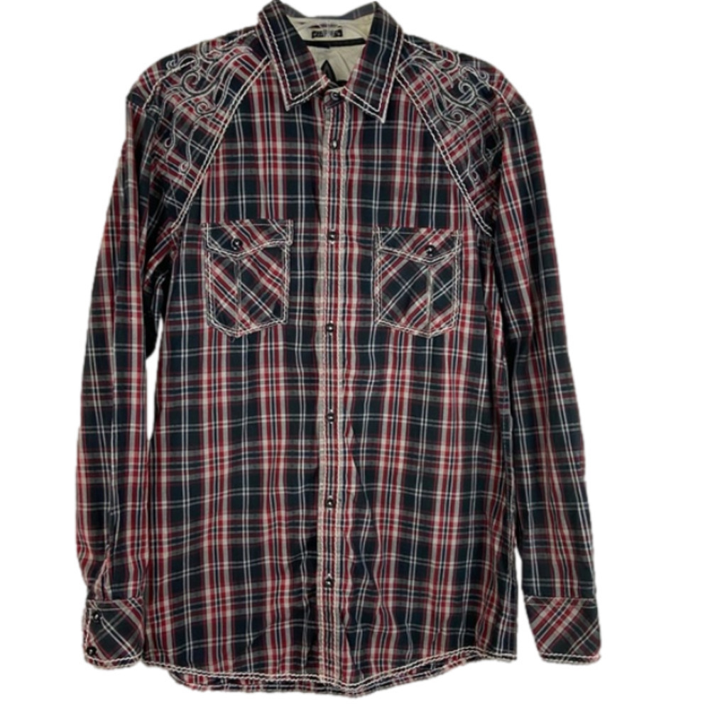 Roar Vintage Y2K Western Button Down Shirt with Back  Appliqué Men’s Size Large